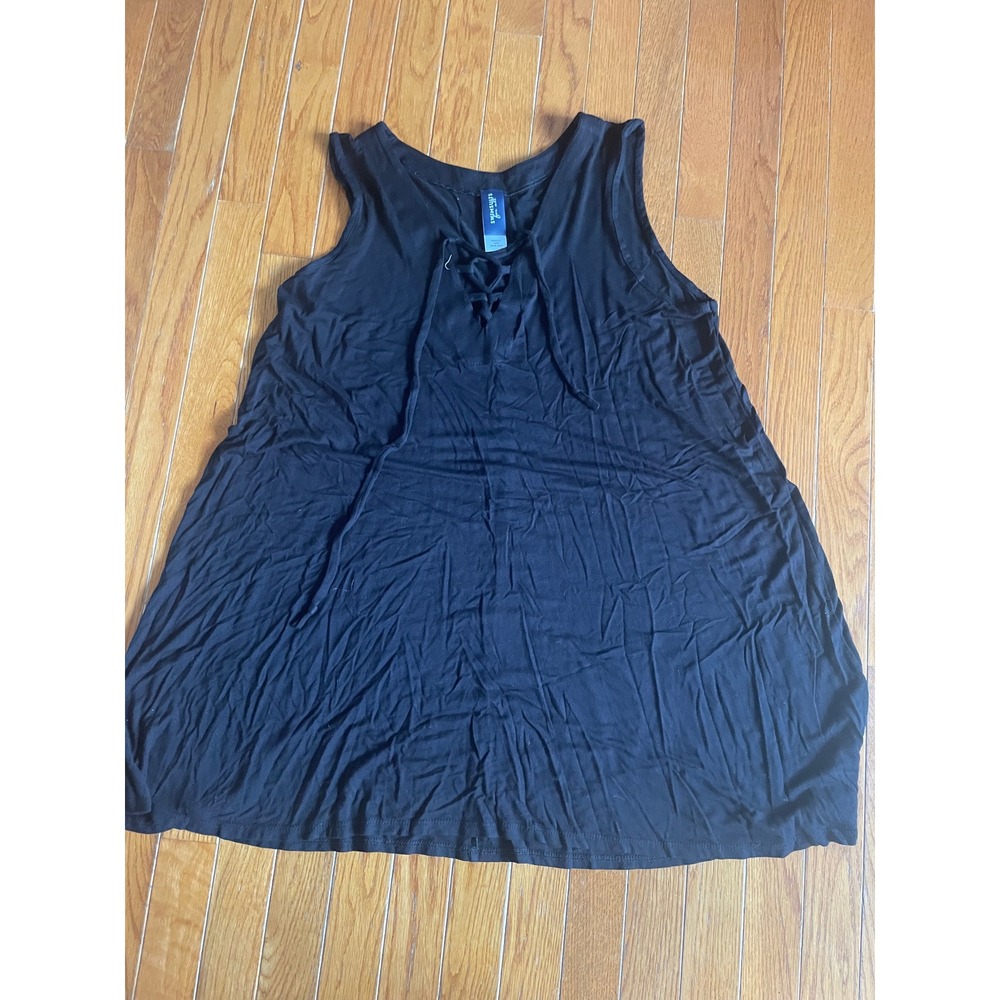 Swimsuits For All Tank Top Women 14/16 Black Lace Up V-Neck Summer Rayon Stretch